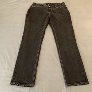 Beau Dawson Jeans Womens 16 Gray Dark Wash Mid Rise Straight Embroidered Denim